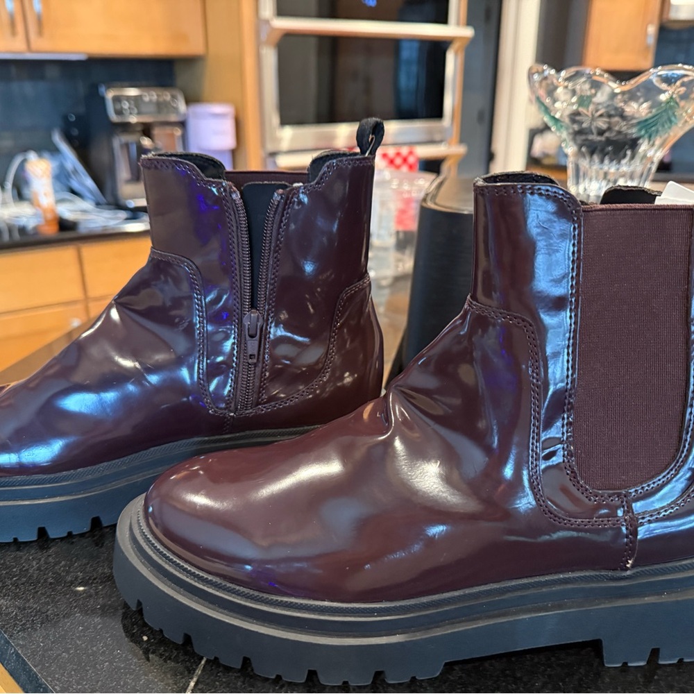 Zara Burgundy Ankle Boots